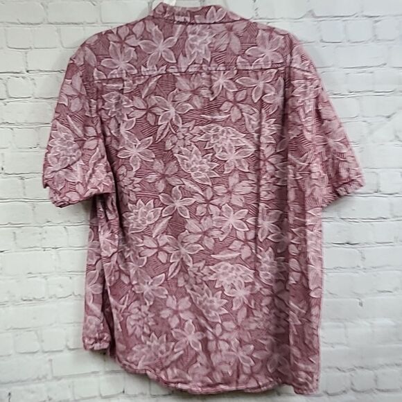 Haggar Men's XL Tropical Red Short Sleeve Camp Casual Button Down Shirt Hawaiian - Picture 12 of 12